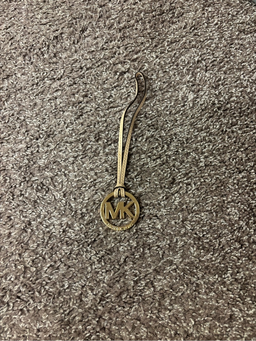 Michael Kors Gold MK Logo Charm with Tan Strap